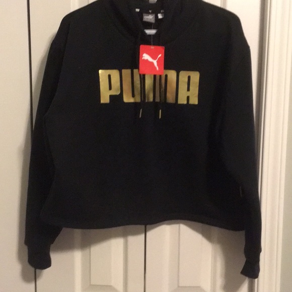 PUMA cropped hoodie black large crop top